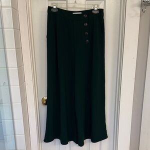 DARK GREEN HIGH WAISTED WIDE LEG CROPPED PANTS